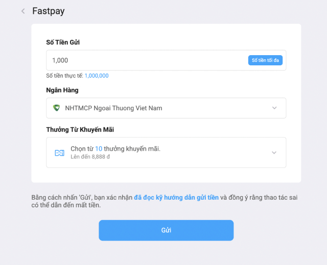 Hướng dẫn nạp tiền Fun88 bằng QR Pay và Fastpay